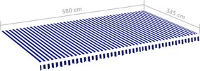 Kék és fehér csere napellenző ponyva 6 x 3,5 m