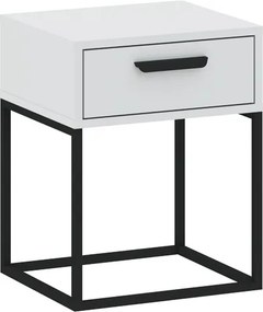 CADRO 1 fiókos éjjeli szekrény, 40 cm, No. 3 vázon | Fehér