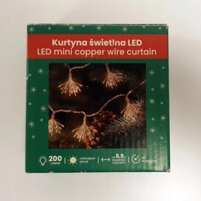 Fényfüggöny Lámpák Melegfehér Karácsonyi 5,9m 200LED 200-ww