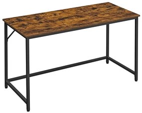 Íróasztal fém kerettel, kis irodai asztal, 140 cm, rusztikus barna