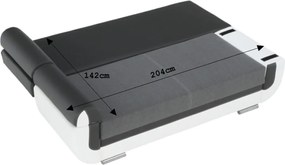 Kanapé, textilbőr fehér+szürke/szürke szövet, KARDYN