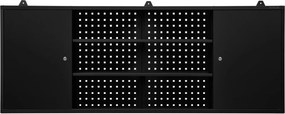 Függesztett műhelyszekrény perforált táblával, fekete, 1600x600x200 mm: LEO All Black