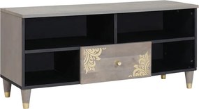 vidaXL TV szekrény fiókkal Szürke 100 x 33 x 46 cm Tömör Mangófát