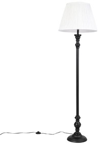 Állólámpa fekete, fehér redős árnyékolóval 45 cm - Classico