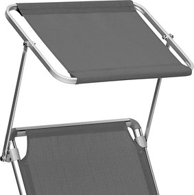 MALIBU kerti napozóágy állítható napellenzővel, 193x55x31cm, szürke SongmicsHome