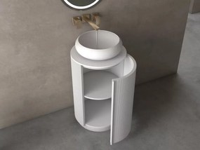 AREZZO design SORAYA 40 cm-es kerek, álló alsószekrény, fehér mosdópulttal, 1 ajtó, matt fehér