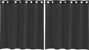 vidaXL 2 db fekete fátyolfüggönyök rojtokkal 140x140 cm