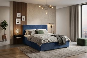 KATI ágy 180x200 cm Sötétkék Matraccal