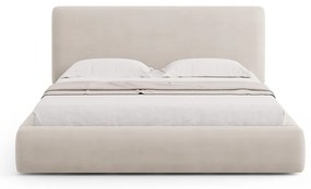 Bézs kárpitozott ágyneműtartós franciaágy ágyráccsal 160x200 cm Colonel – Cosmopolitan Design
