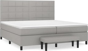 vidaXL világosszürke szövet rugós ágy matraccal 200 x 200 cm