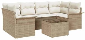 vidaXL Kerti Kanapé Szett 7 pcs Bézs Poli rattan