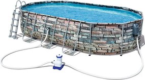 Bestway Korzika Comfort Jet ovális fémvázas medence szett 610 x 366 x 122 cm