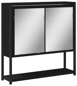 fekete szerelt fa fürdőszobai tükör 60 x 16 x 60 cm