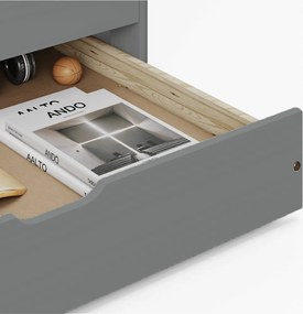 Ágy kihúzható pótággyal, szürke, tömörfa, 90x200, MARINELLA NEW