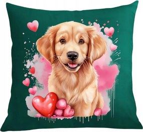 Párna párnahuzat Valentin napi ajándék Golden Retriever kutya