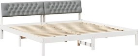 vidaXL Ágykeret Fehér és világosszürke 200 x 200 cm Tömör fenyőfa