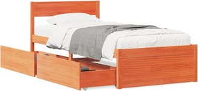 vidaXL viaszbarna tömör fenyőfa ágy matrac nélkül 90 x 200 cm