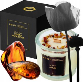 Szója illatgyertya fekete ópium gyertya 50 óra fa kanóc Noble
