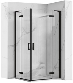 Rea Hugo Double, 2 szárnyas zuhanykabin 90 (ajtó) x 80 (ajtó) x 200 cm, 6mm átlátszó üveg, fekete profil, KPL-45232