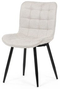 Scaun de sufragerie, material bej, picioare metalice negre
