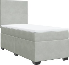 vidaXL világosszürke bársony rugós ágy matraccal 100 x 200 cm