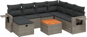vidaXL 8 részes szürke polyrattan kerti ülőgarnitúra párnákkal