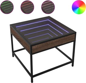 vidaXL barna tölgy végtelen hatású LED-es dohányzóasztal 50x50x41 cm