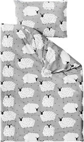 Krepp ágynemű WHITE SHEEPS POLY szürke Ágyneműhuzat mérete: 70 x 90 cm | 140 x 200 cm