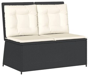 vidaXL fekete polyrattan dönthető kerti pad párnával