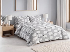 Krepp ágynemű WHITE SHEEPS POLY szürke Ágyneműhuzat mérete: 2 db 70 x 90 cm | 200 x 220 cm