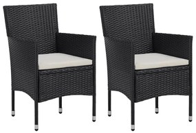 3 részes fekete polyrattan és edzett üveg kerti étkezőszett