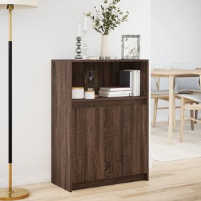 barna tölgy színű szerelt fa tálalószekrény LED-del 72x34x100cm
