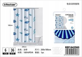 Zuhanyfüggöny 200x180 cm, színes nyomott mintával