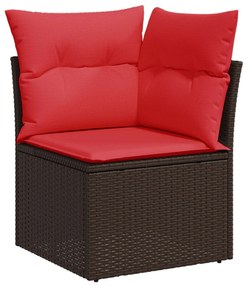 vidaXL barna polyrattan kerti sarokkanapé párnákkal