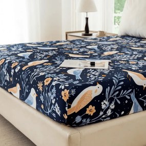 Mikroszálas lepedő DENIM BIRDS kék 180x200 cm