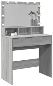 szürke sonoma színű fésülködőasztal LED-del 80 x 41 x 134,5 cm