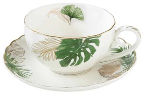 Porcelán ginkgo leveles teáscsésze exotique
