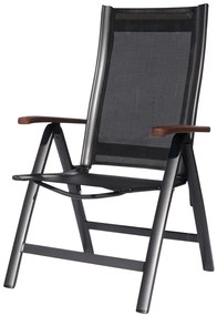 SUN GARDEN ASS COMFORT összecsukható, exkluzív alu. kerti szék - antracit/fekete