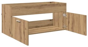 vidaXL Mosdókagyló szekrény tárolóval ajtóval Artisan tölgy Faanyag