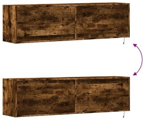 füstös tölgy színű fali TV-szekrény LED-ekkel 140 x 31 x 38 cm