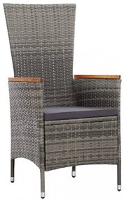 9-részes szürke polyrattan kültéri étkezőgarnitúra párnákkal