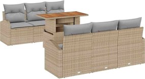vidaXL Kerti Kanapé Szett tárolóval 7 pcs Bézs Poli rattan