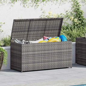Szürke Polyrattan Kerti Tárolóláda 120 X 50 X 60 Cm