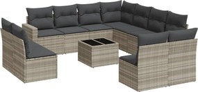vidaXL 12 részes világosszürke polyrattan kerti ülőgarnitúra párnával