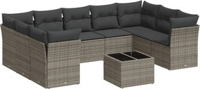 vidaXL 10 részes szürke polyrattan kerti ülőgarnitúra párnákkal