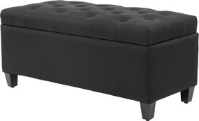 HOMCOM tárolós pad - előszoba, hálószoba, nappali, lenvászon hatású poliészter, gumifenyő, fekete, 100 x 40 x 44 cm | Aosom