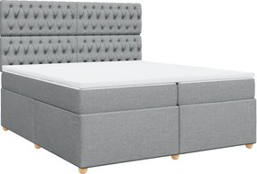 vidaXL világosszürke szövet rugós ágy matraccal 200 x 200 cm