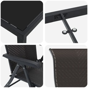 5 darabos kerti étkező szett Fekete Poly Rattan