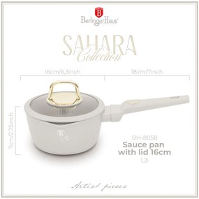 Berlinger Haus indukciós szószos edény fedővel 1,2 L matt krém Sahara Collection