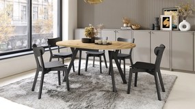 Mazzoni ALDO Artisan tölgy/fekete lábak - LOFT/IPARI STÍLUSÚ BŐVÍTHETŐ KEREK ASZTAL NAPPALIBA/ÉTKEZŐBE "Y" ALAKÚ LÁBAKKAL